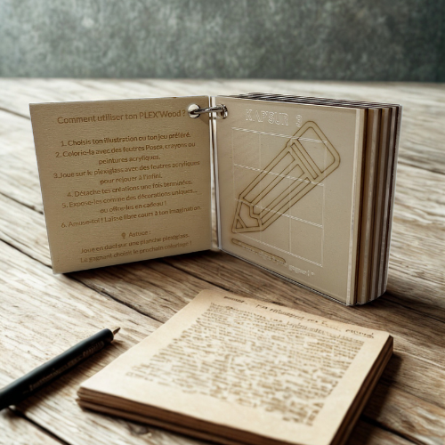 PLEX'Wood Pocket KAP'En 5 - Couverture plexiglass recyclé et pages bois de peuplier
