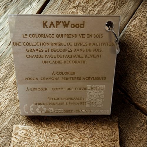 Packaging KAP’Wood – livre de coloriage en bois fabriqué en France