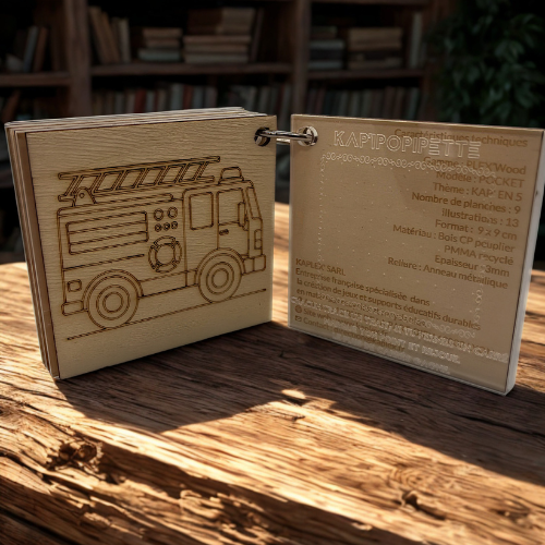 PLEX'Wood Pocket - KAP'En 5 - Contenu du kit PLEX’Wood : anneau, couvertures plexiglass, pages en bois